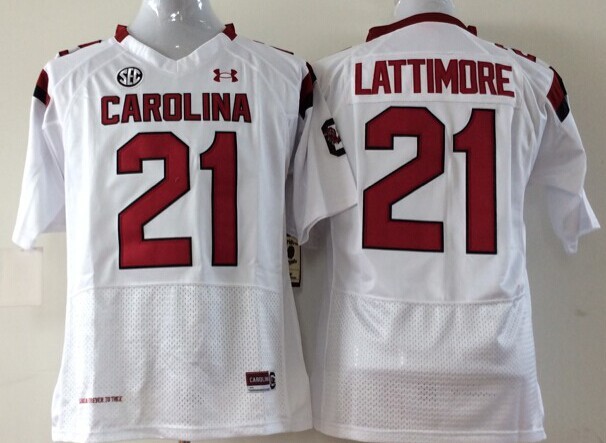 NCAA Youth South Carolina Gamecock White #21 Lattimore jerseys